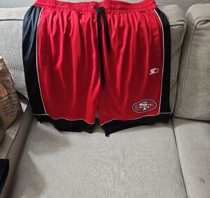 STARTER Red and Black San Francisco Athletic Shorts Lightweight Breathable